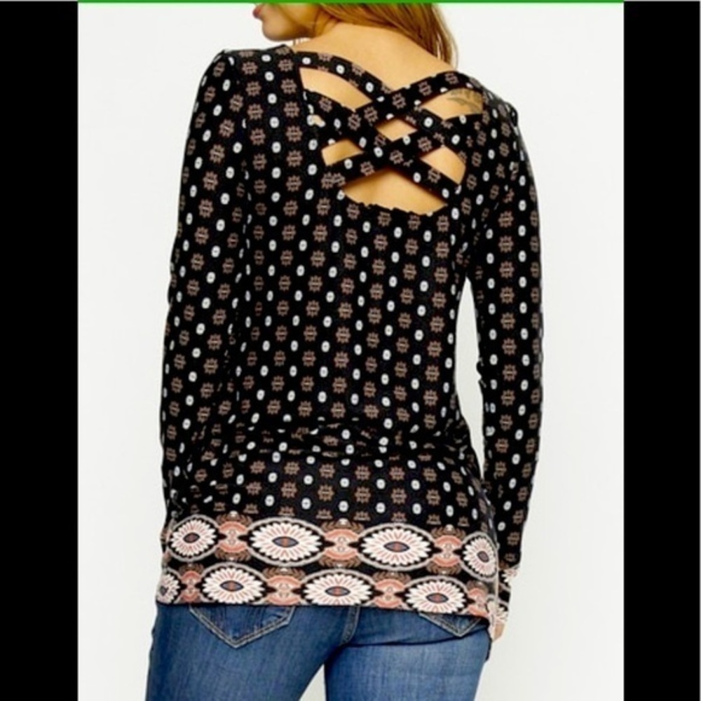 Tunic Cutout Back Crisscross Multicolor Size Small